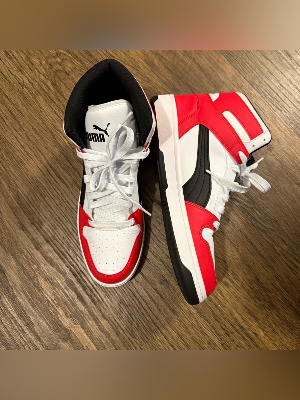 Puma Red White and Black High-Top Sneakers Size 14 Men